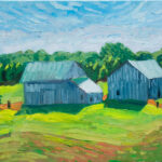 Two Barns. 55 SR, oil on canvas  16"x20" 2021